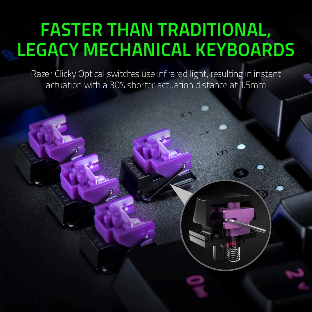 لوحة مفاتيح الألعاب Razer Huntsman Elite Chroma RGB Lighting - مفتاح أرجواني