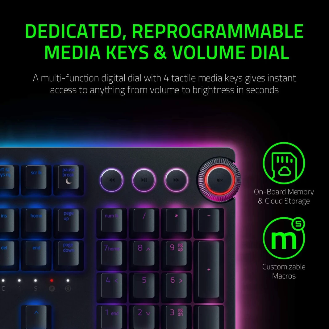 لوحة مفاتيح الألعاب Razer Huntsman Elite Chroma RGB Lighting - مفتاح أرجواني