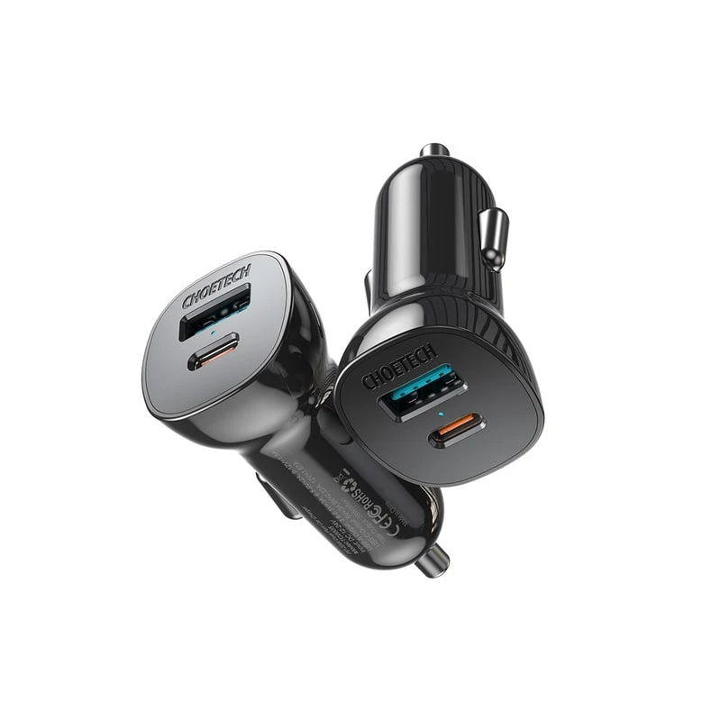 شاحن سيارة سريع من Choetech بقوة 38 واط بمنفذ USB-C وUSB-A