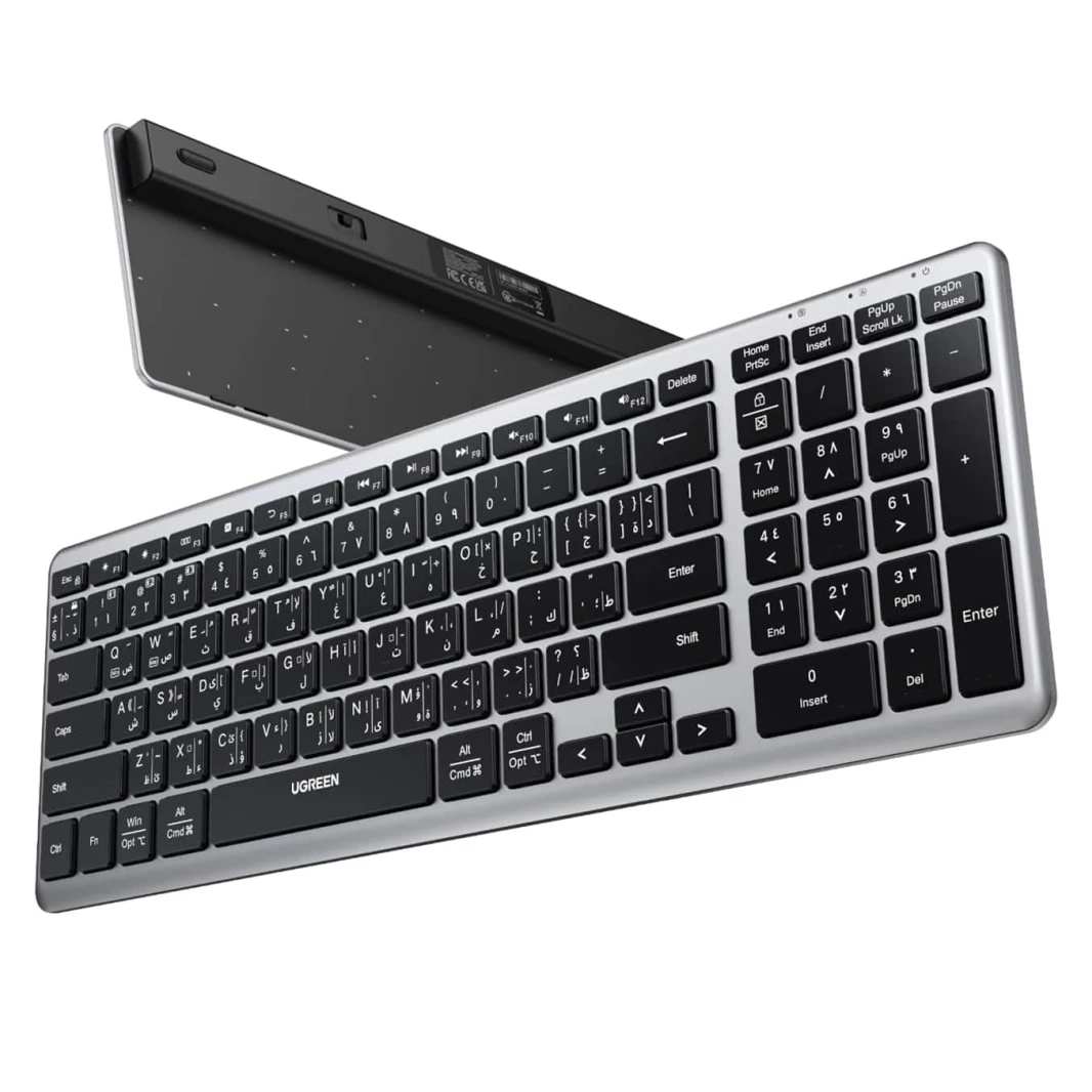 لوحة مفاتيح UGREEN Ultra-Slim متعددة الأجهزة لاسلكية بمنفذ USB أو Bluetooth