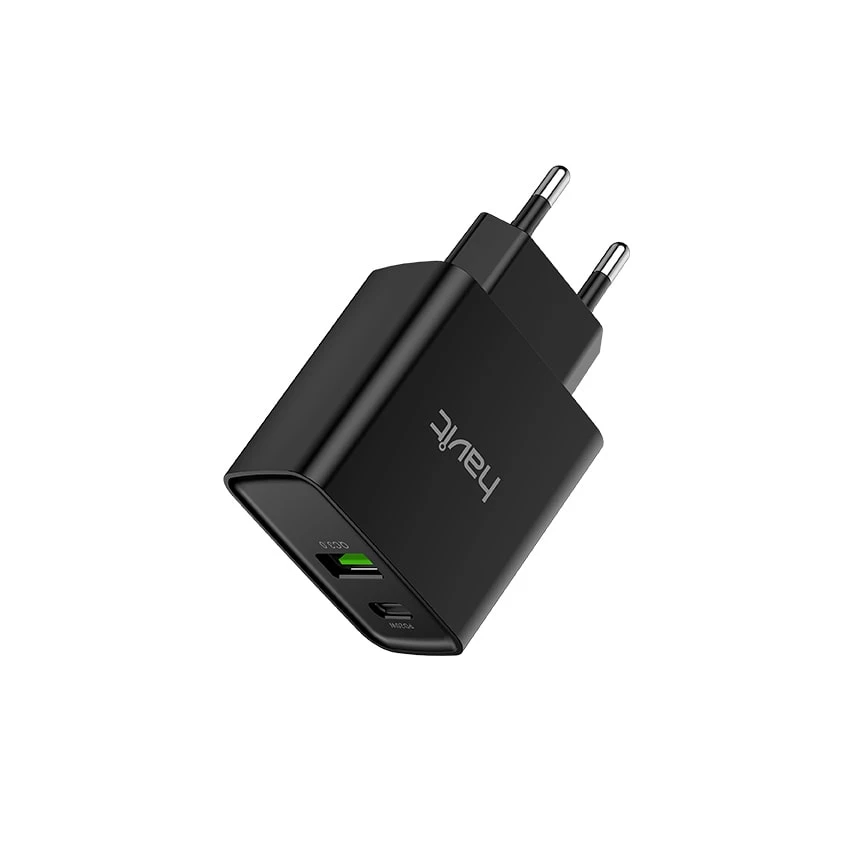 شاحن حائط Havit 20W 2 Ports USB-C + USB-A GaN Technology