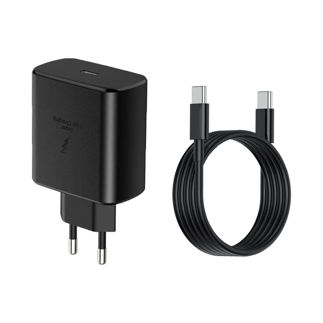 شاحن حائط USB C PD بقوة 45 وات من سامسونج مع كابل C إلى C بطول 1.8 متر