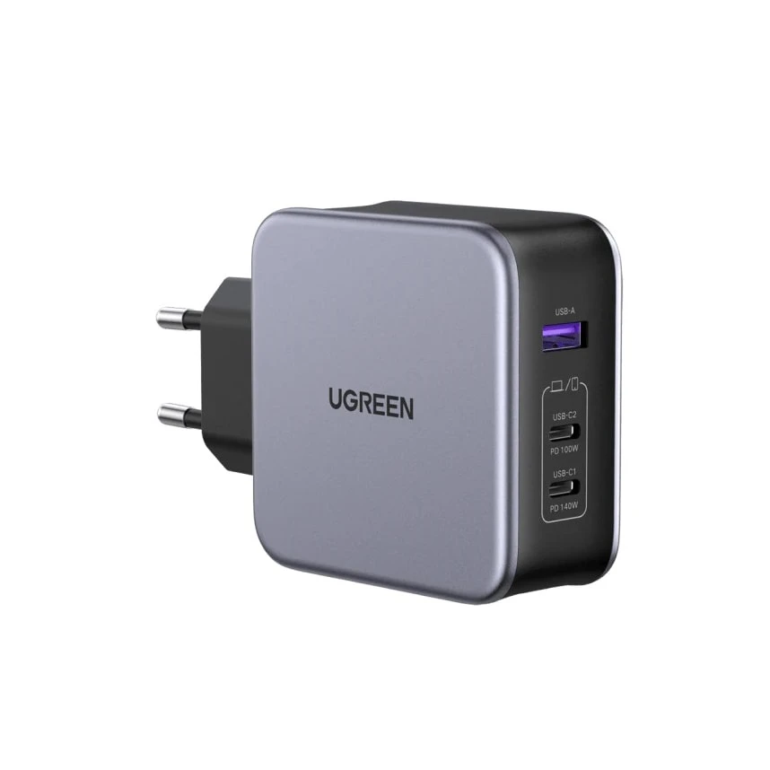 شاحن حائط UGREEN Nexode 140W USB C GaN 3 منافذ مع كابل C إلى C بطول 1.5 متر