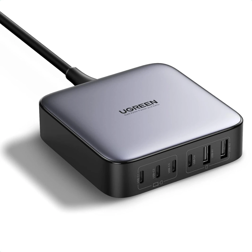 محطة شحن سطح المكتب UGREEN Nexode 200W ذات 6 منافذ GaN