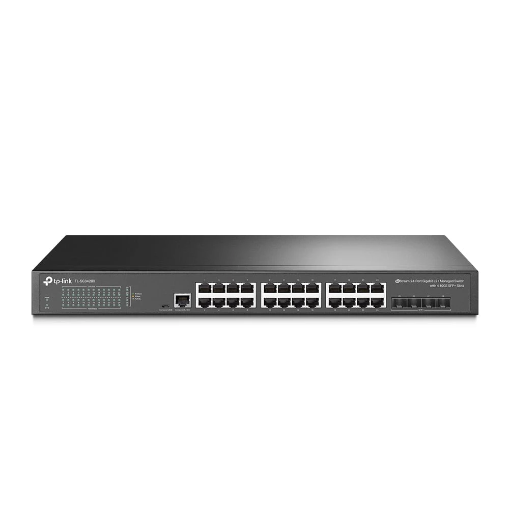 محول TP-Link JetStream Gigabit L2+ المُدار بـ 24 منفذًا مع 4 فتحات 10GE SFP+ (TL-SG3428X)