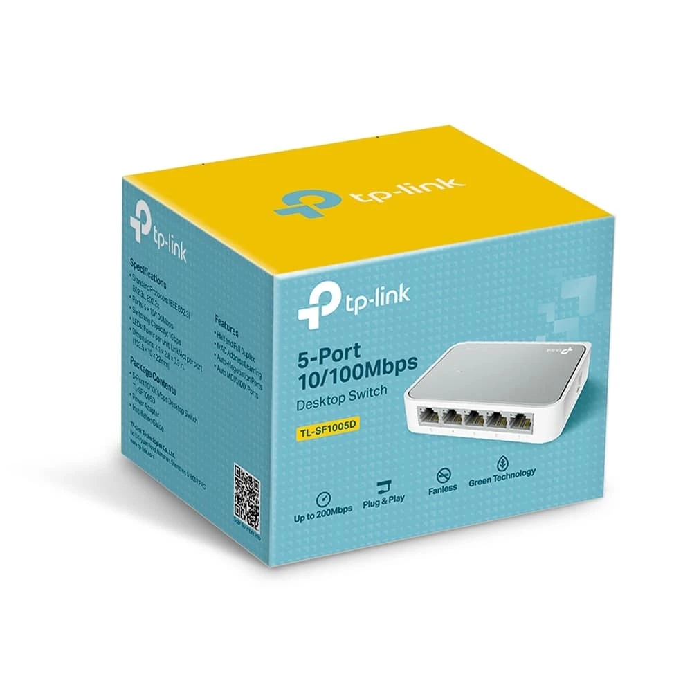 محول سطح المكتب TP-Link 5 منافذ 10/100 ميجابايت في الثانية (TL-SF1005D)