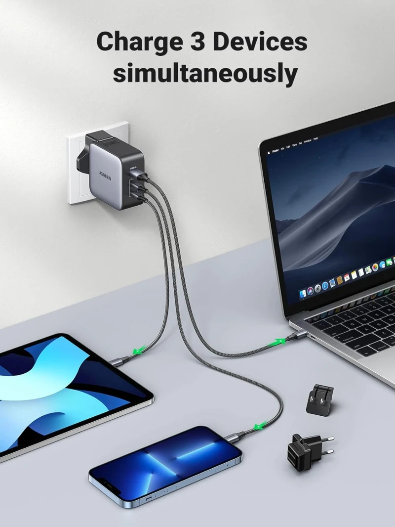 UGREEN Nexode 65W 3 Port Travel Charger GaN Fast International Charger