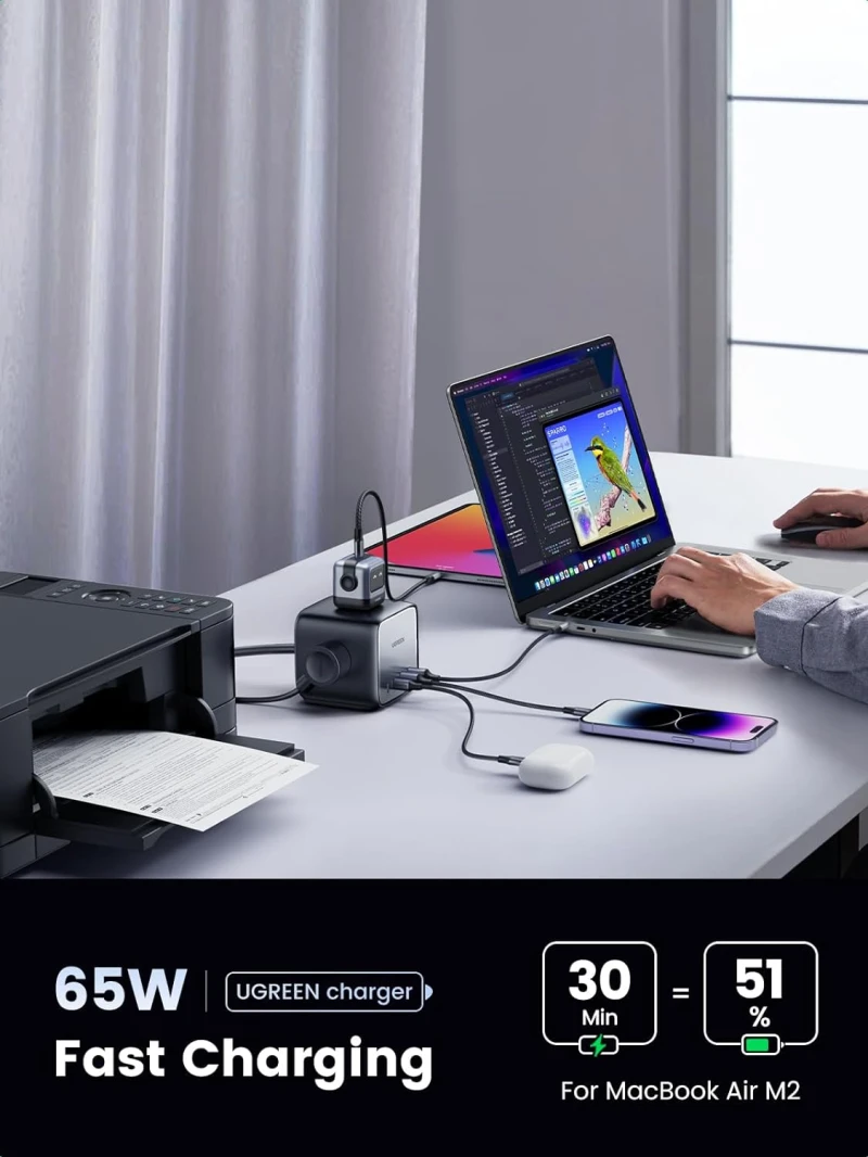 UGREEN Nexode DigiNest 7-in-1 65W Charging Station – 1.8M UK Plug