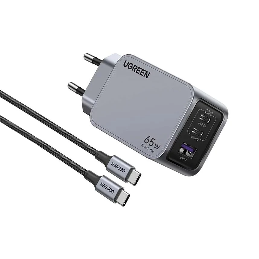 UGREEN Nexode Pro 65W USB C GaN 3-Ports Wall Charger with C to C Cable 1M