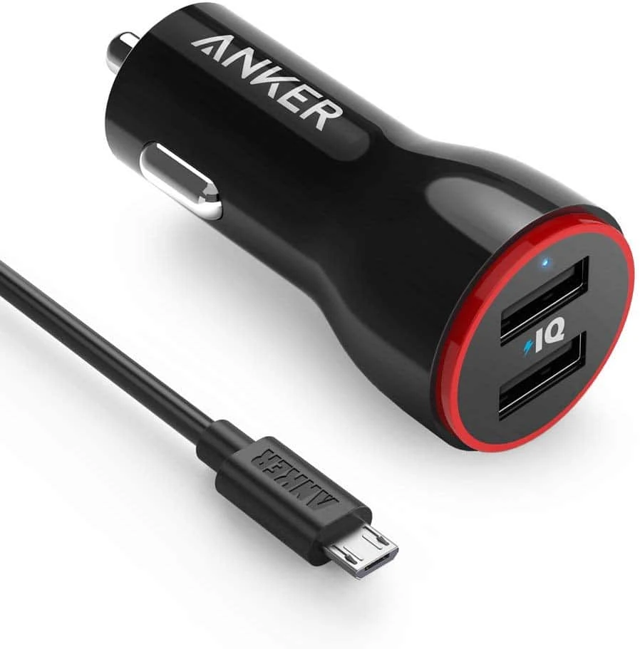 Anker PowerDrive+ 1 24W Dual USB Car Charger + 0.9M Micro USB to USB Cable