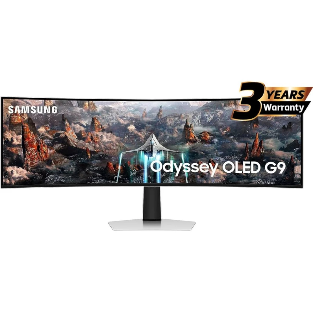 Samsung Odyssey OLED G9 (CG93) 49" DQHD Curved Gaming Monitor w/ Neo Quantum Processor Pro, (QD OLED), 240Hz, 0.03ms(GTG), HDR10+, 10bit, 1B Colors, FreeSync Premium Pro, w/ Core Sync, Speakers & Ergo