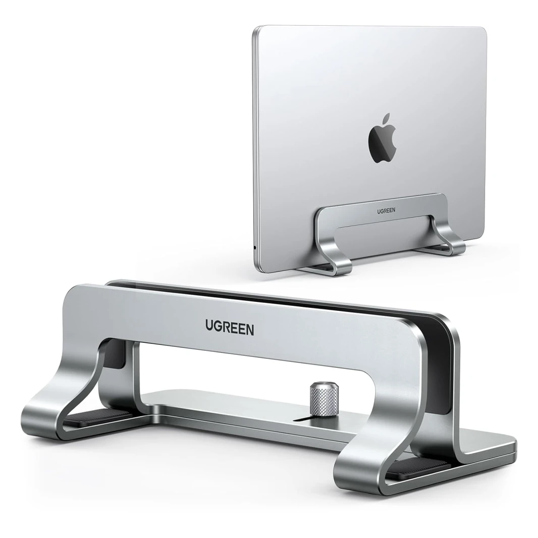 UGREEN Vertical Aluminum Laptop Stand Dock for Up to 17.3 Inch – Silver Gray