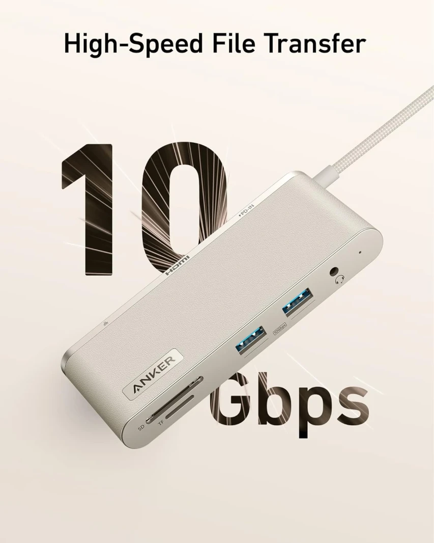 Anker 655 8-in-1 10 Gbps USB-C Hub – Earthy White