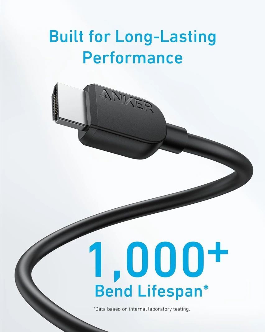 كابل Anker 8K HDMI 2.1 فائق السرعة بسرعة 48 جيجابت في الثانية - 1.8 متر