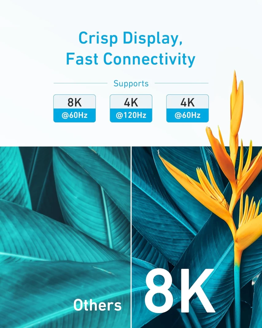 كابل Anker 8K HDMI 2.1 فائق السرعة بسرعة 48 جيجابت في الثانية - 1.8 متر