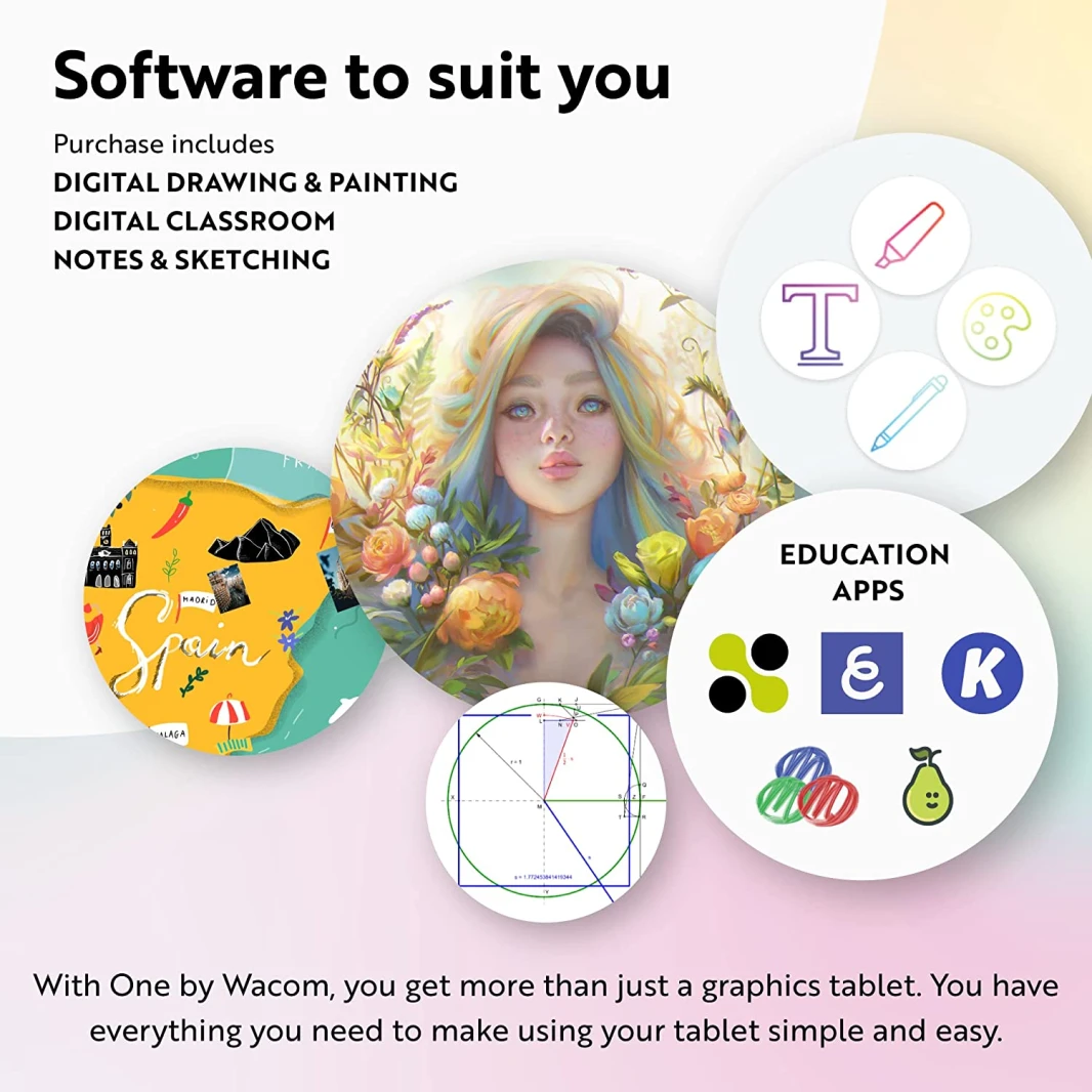 One by Wacom Medium Graphics Drawing Tablet (‎CTL-672)