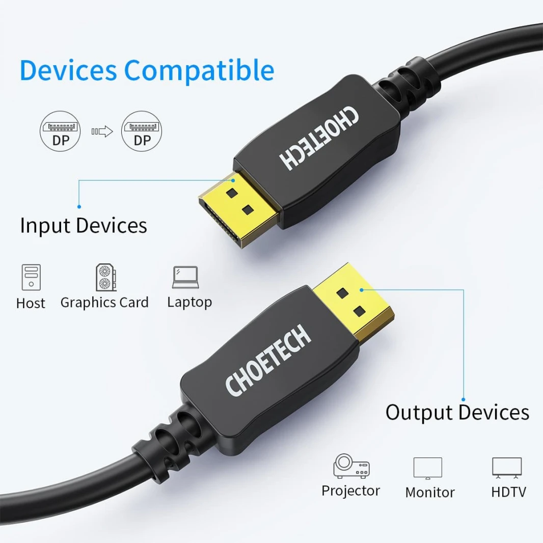 كابل Choetech 8K DisplayPort إلى Displayport – 2 متر