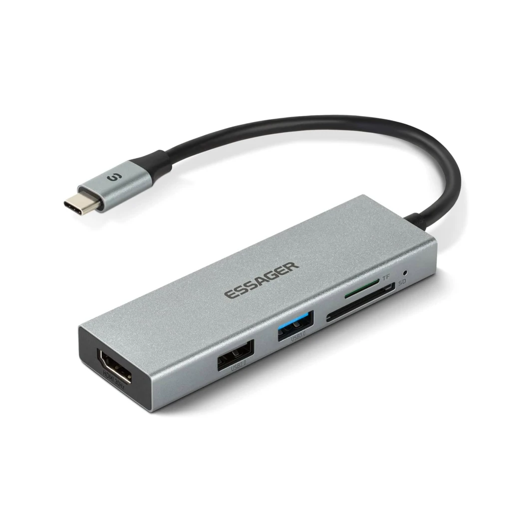 Essager 5 في 1 HDMI 2 USB A HDMI 4K@30Hz وقارئ بطاقات USB C Hub