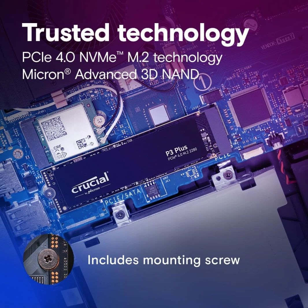 Crucial P3 Plus 4TB PCIe Gen4 5000MB/s 3D NAND NVMe M.2 SSD
