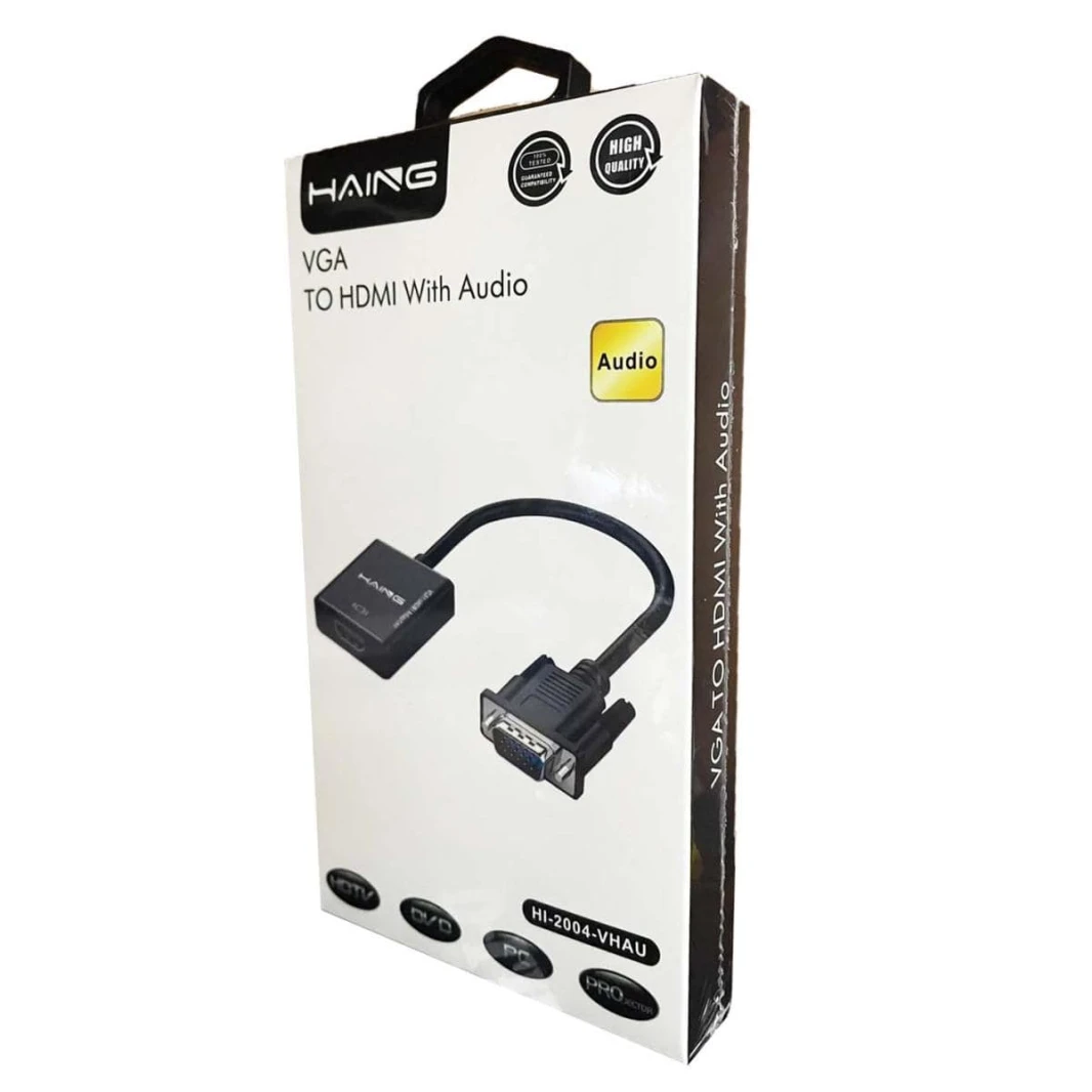 Haing VGA to HDMI Adapter with 3.5mm audio cable