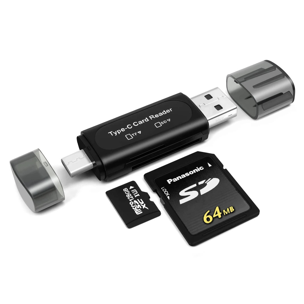 High Quality 2 in 1 USB A & USB C SD Card Reader