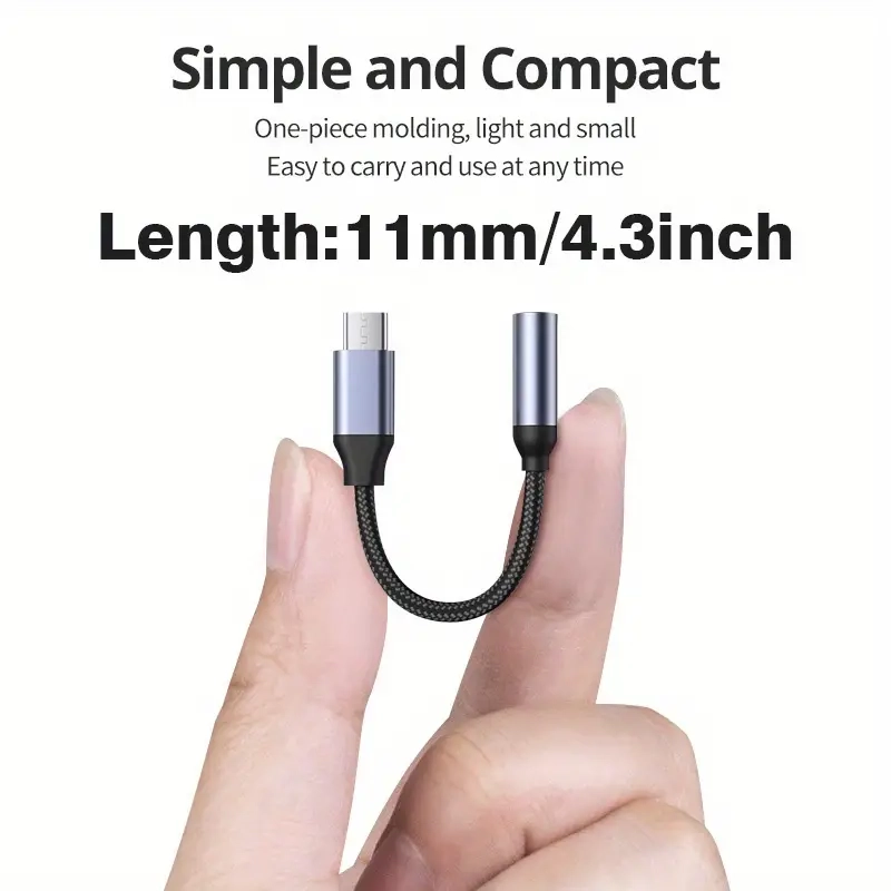محول مضفر عالي الجودة من USB C إلى سماعة رأس مقاس 3.5 مم