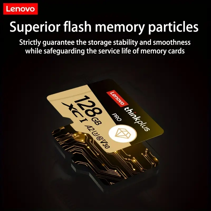 بطاقة ذاكرة Lenovo Thinkplus 128GB عالية السرعة UHS-I، U3، A2، V30 Micro SD