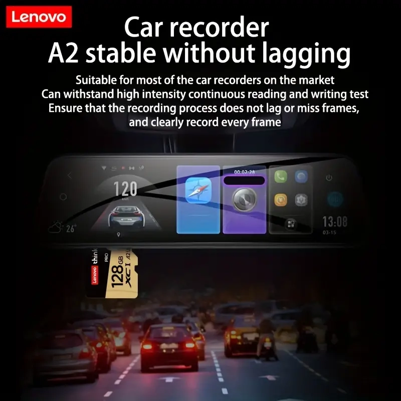 بطاقة ذاكرة Lenovo Thinkplus 128GB عالية السرعة UHS-I، U3، A2، V30 Micro SD