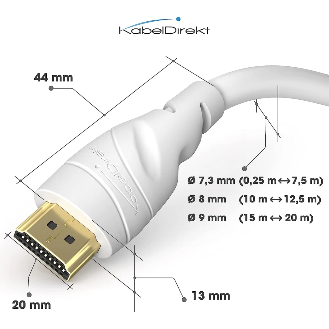 كابل HDMI 2.0 فائق السرعة 4K 18Gbps من KabelDirekt مع إيثرنت - 15 متر