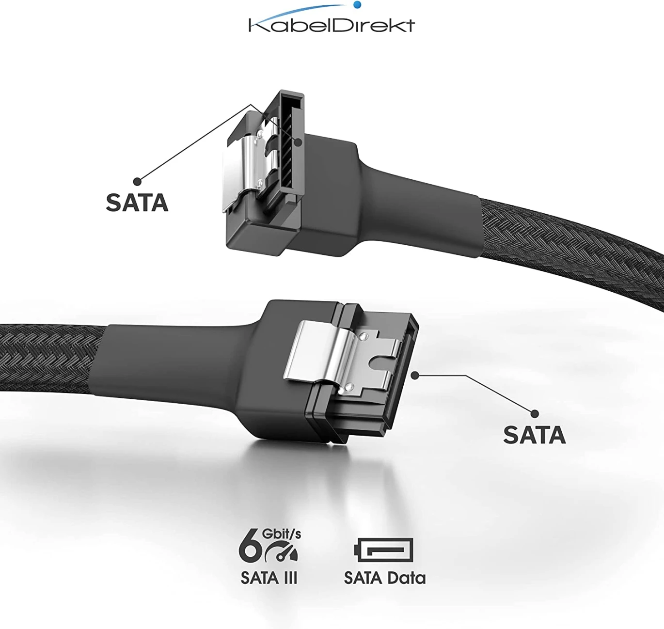 KabelDirekt SATA III 6Gb/s 90° Angled Cable – 30cm