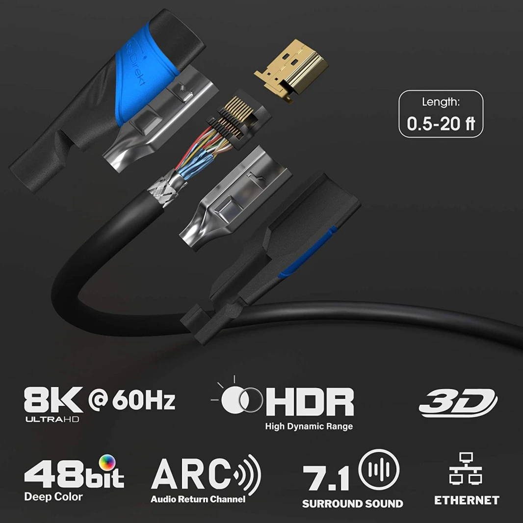كابل HDMI 2.0 فائق السرعة 8K 18Gbps من KabelDirekt مع إيثرنت - 2 متر