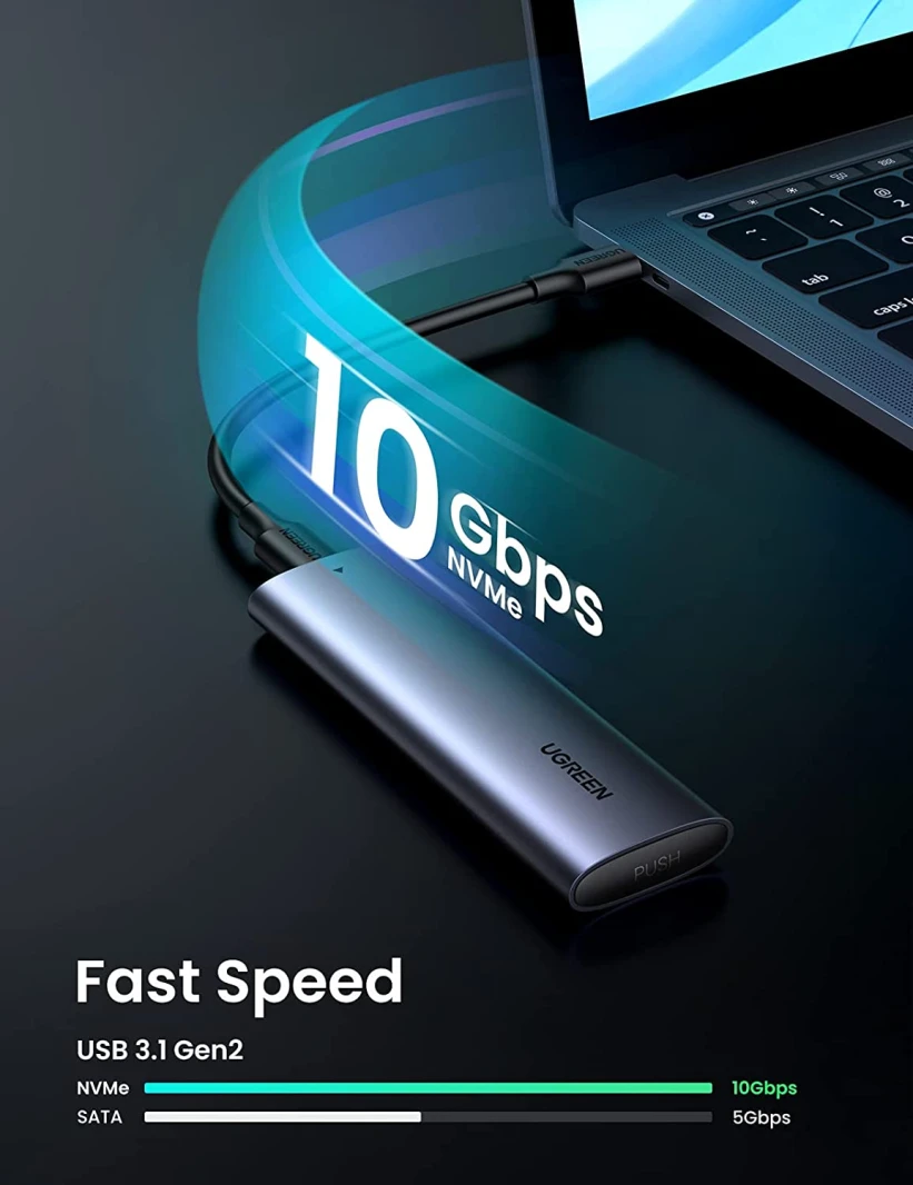 علبة UGREEN USB 3.1 Type-C GEN 2 إلى NVMe M.2 SSD