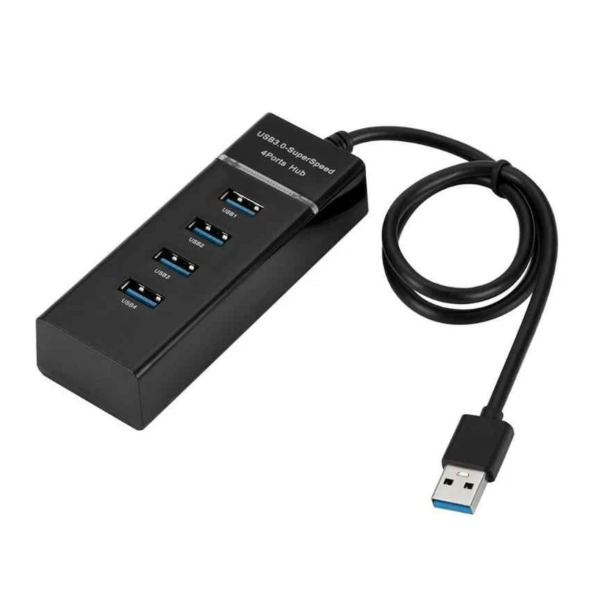 موزع USB 3.0 فائق السرعة بأربعة منافذ - أسود
