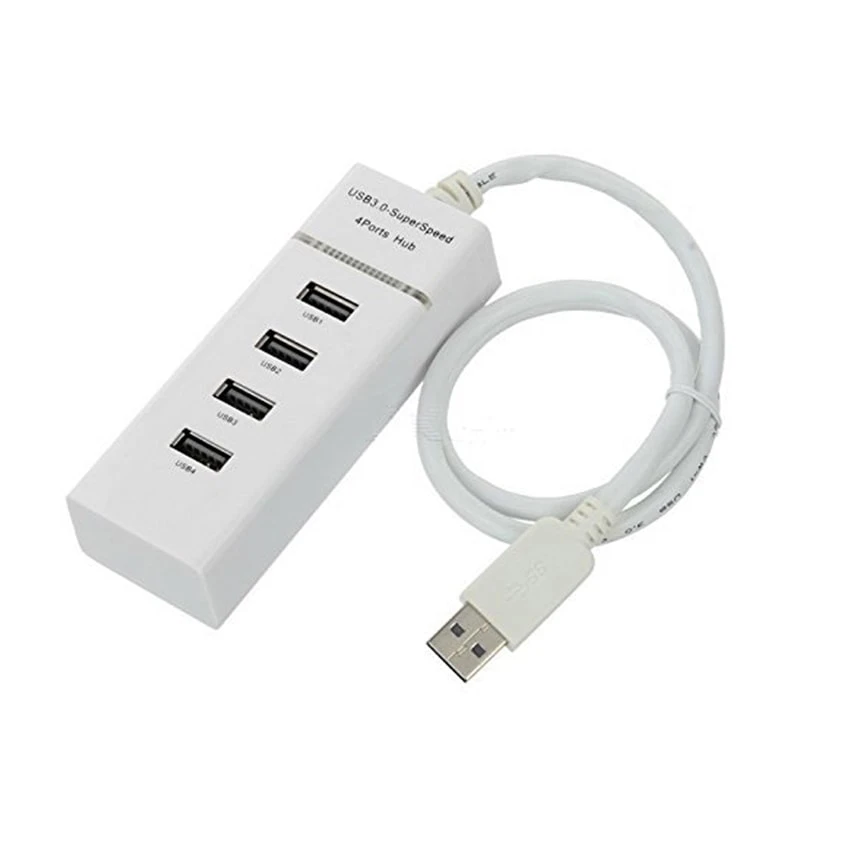 موزع USB 3.0 فائق السرعة مزود بـ 4 منافذ - أبيض