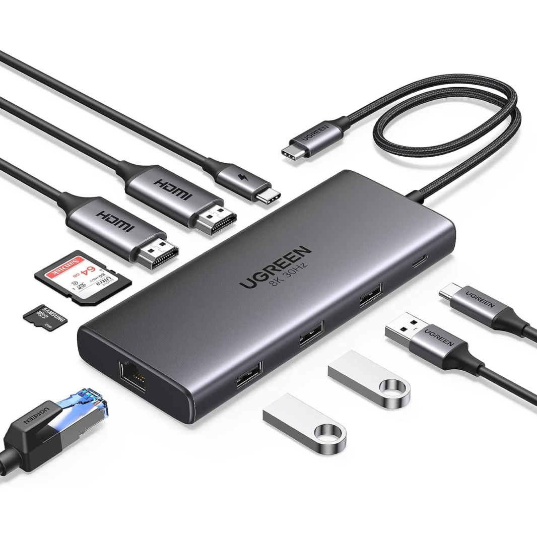 محطة إرساء UGREEN 10 في 1 Revodok Pro 210 USB C مع منفذ HDM مزدوج