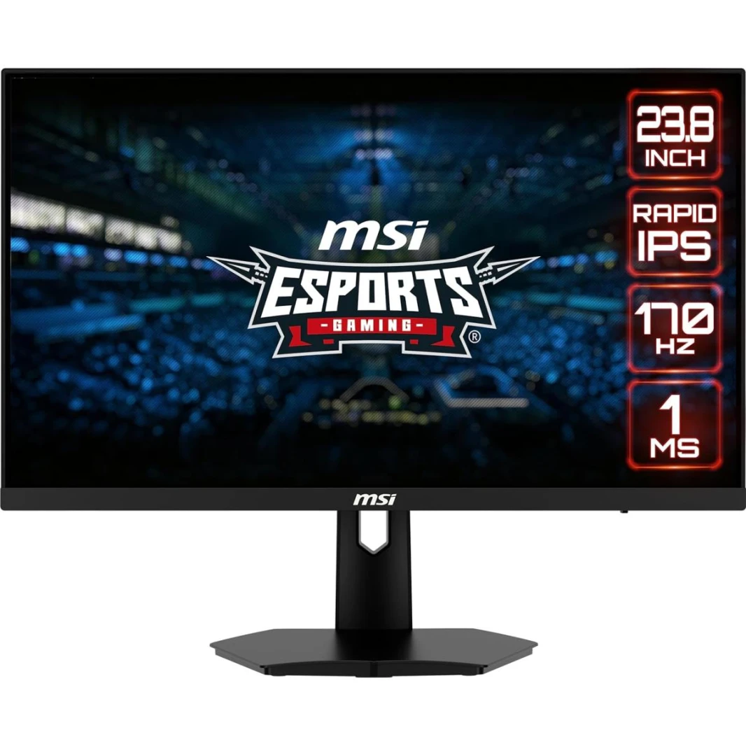 شاشة ألعاب MSI G244F مقاس 23.8 بوصة، IPS سريعة الاستجابة 1 مللي ثانية Full HD 170 هرتز FreeSync Premium 122.88% sRGB Colour