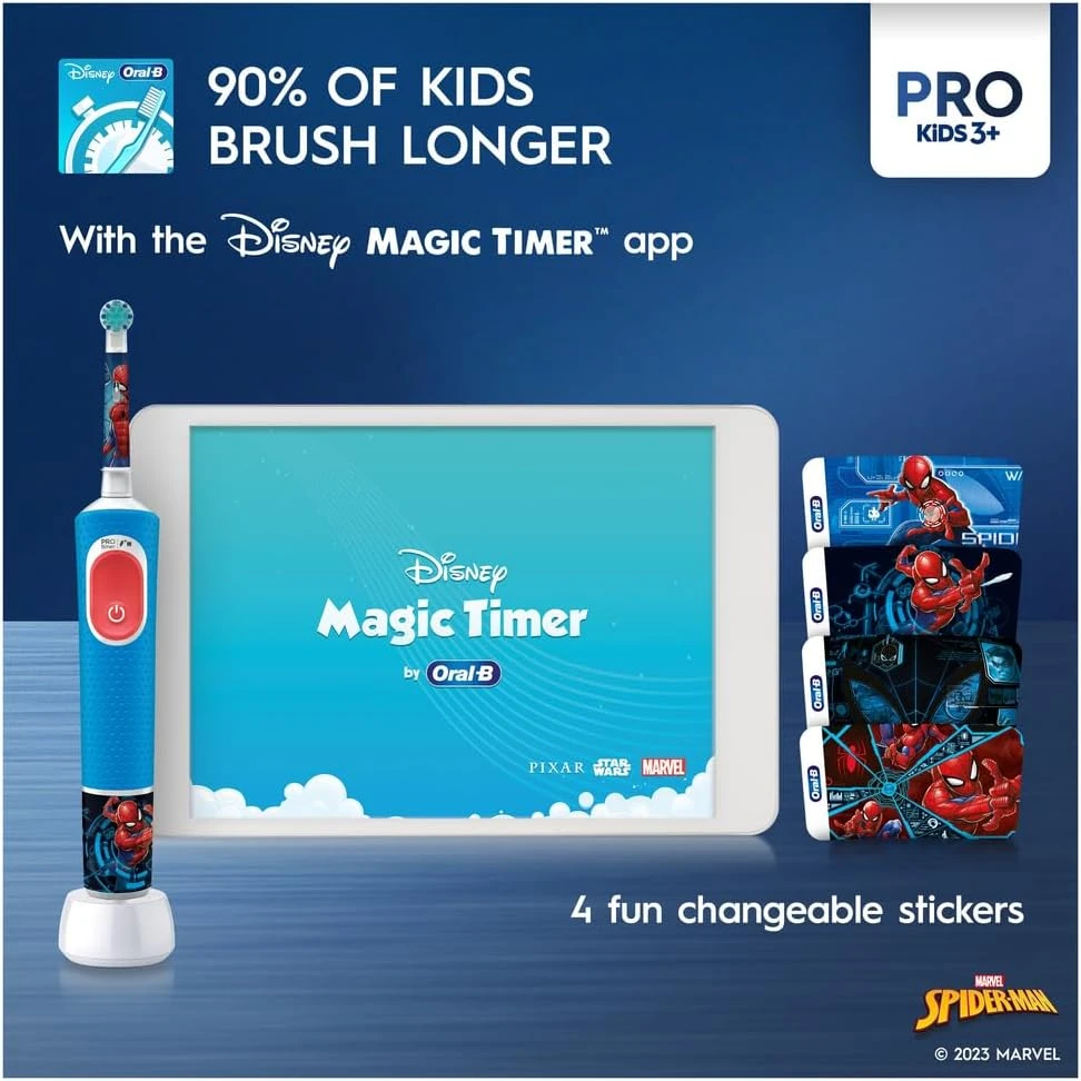 Oral-B by Braun Pro Kids Rechargeable Electric Toothbrush with 4 Disney Frozen Themed Stickers & Travel Case