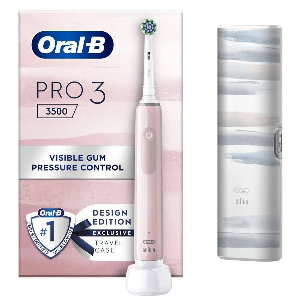 Oral-B Pro 3 3500 Electric Toothbrush With 3 Modes & Travel Case – Pink