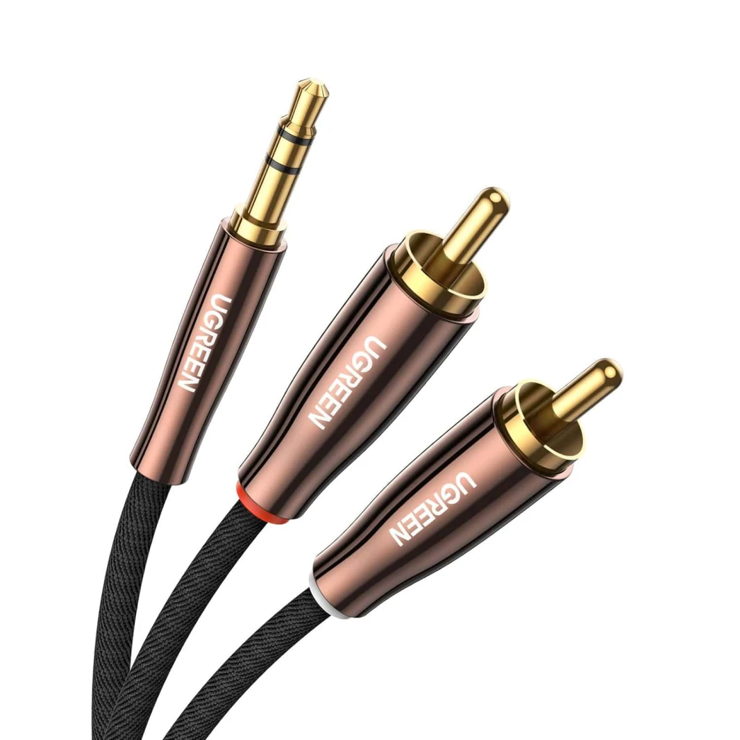 محول صوت ستيريو من UGREEN 3.5 مم إلى 2 ذكر RCA كابل - 2 متر
