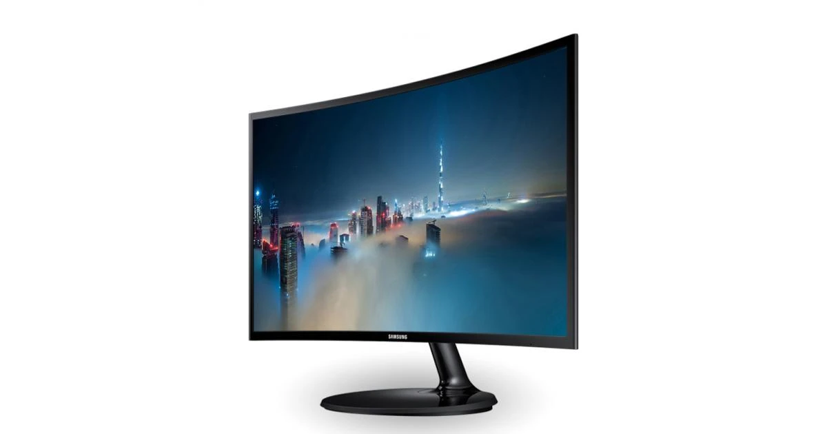 شاشة SAMSUNG C24F390 سوداء لامعة مقاس 24 بوصة ودقة FHD منحنية 4 مللي ثانية