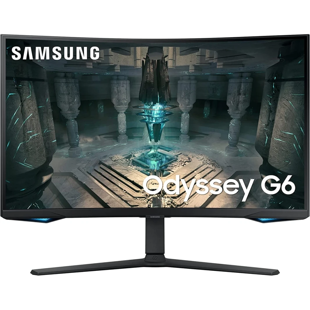 شاشة SAMSUNG Odyssey G6 (BG650) SMART مقاس 27 بوصة بدقة 2K منحنية 1000R بمعدل تحديث 240 هرتز ومدة استجابة 1 مللي ثانية وتقنية HDR 600 وAMD FreeSync وHDMI 2.1 مع حامل ومكبرات صوت قابلة للتعديل
