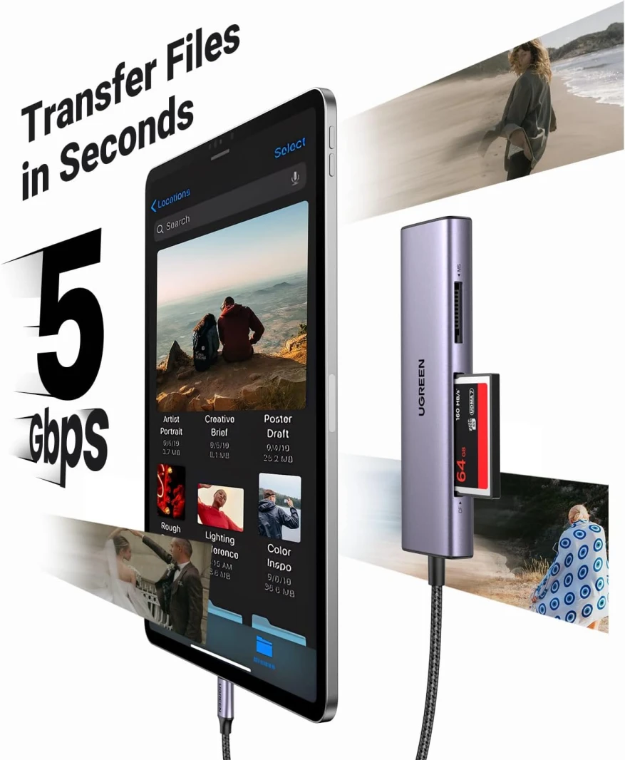 قارئ بطاقات الذاكرة USB C 4 في 1 من UGREEN