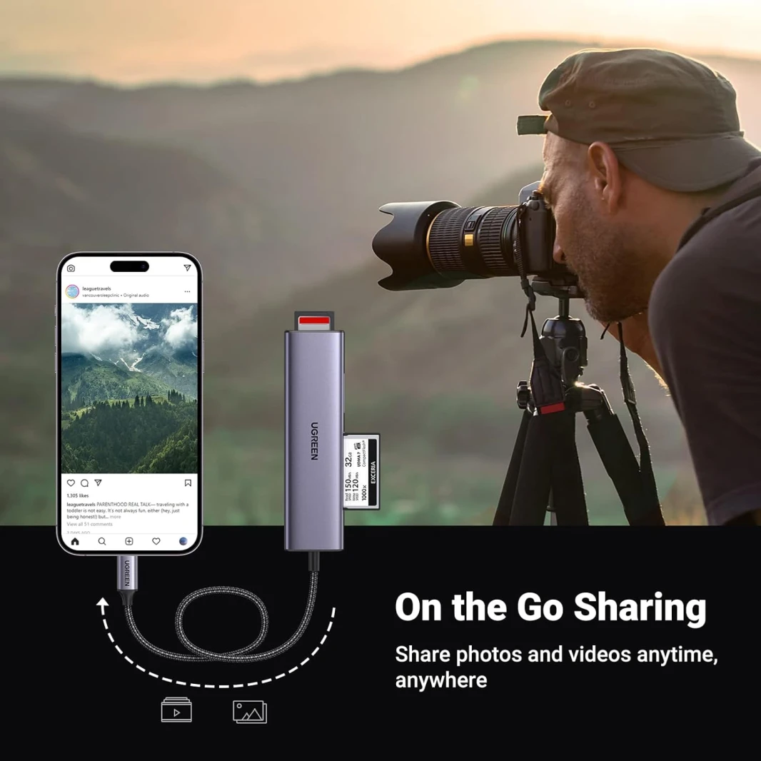 قارئ بطاقات الذاكرة USB C 4 في 1 من UGREEN