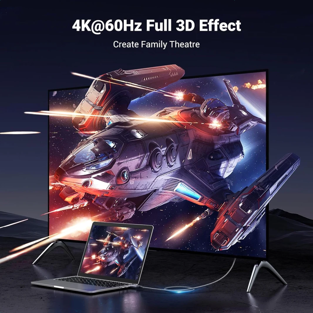 كابل UGREEN 4K@60Hz DisplayPort إلى HDMI – 2 متر