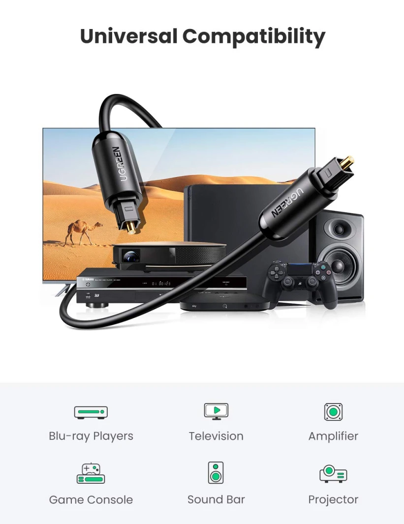 كابل صوت رقمي Toslink من UGREEN – 2 متر