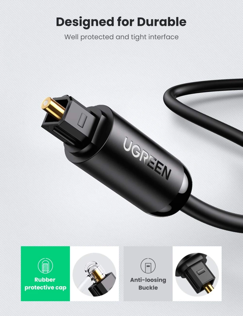 كابل صوت رقمي Toslink من UGREEN – 2 متر