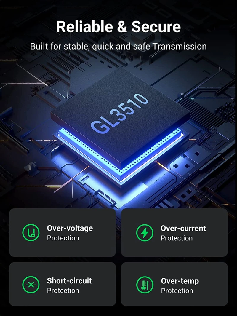 موزع USB 3.0 فردي مزود بـ 7 منافذ من UGREEN (مفتاح موزع شحن ذكي مزود بـ 4 منافذ USB)