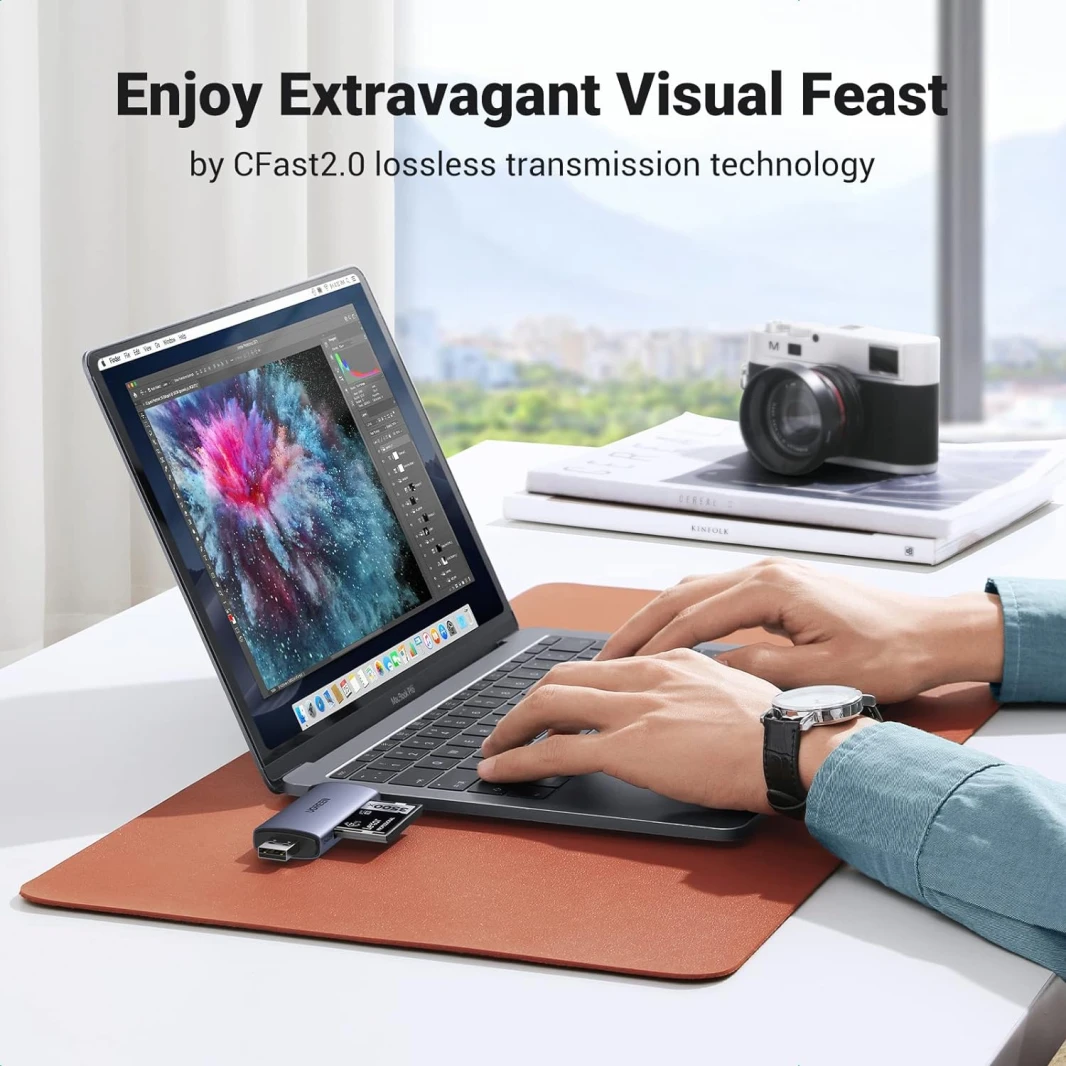 قارئ بطاقات UGREEN USB 3.0 وUSB C إلى C Fast 2.0
