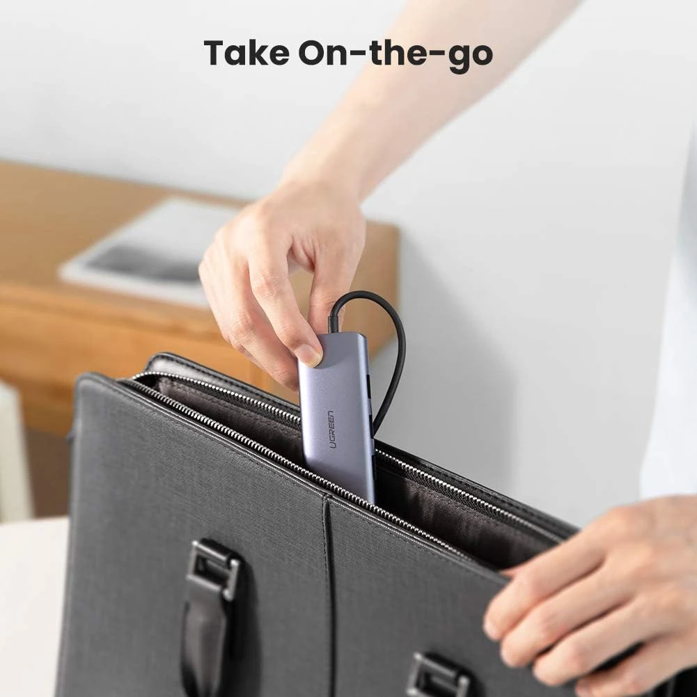 محول USB C إلى Gigabit Ethernet من UGREEN مع موزع USB 3.0 بثلاثة منافذ مع مصدر طاقة