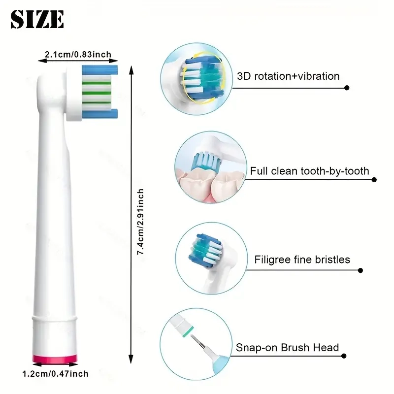 رؤوس متوافقة مع فرشاة الأسنان الكهربائية Oral-B – عبوة من 8 قطع